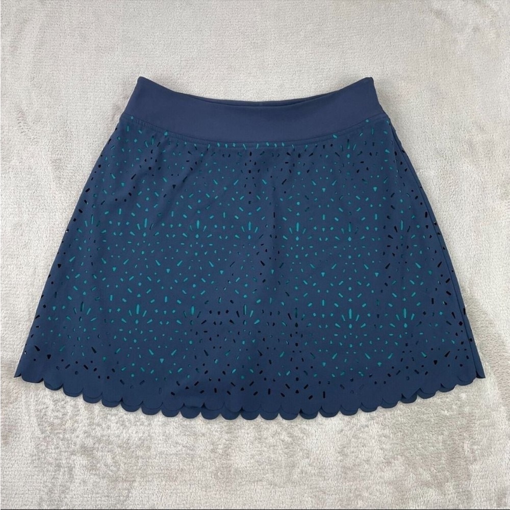 Title Nine Navy Blue & Teal Laser-Cut Athletic Skort